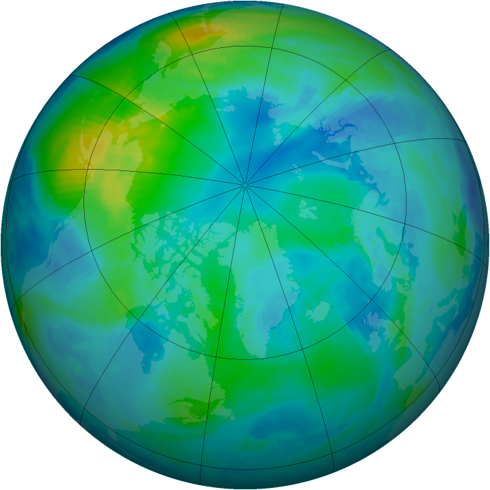 Arctic ozone map for 22 October 2000